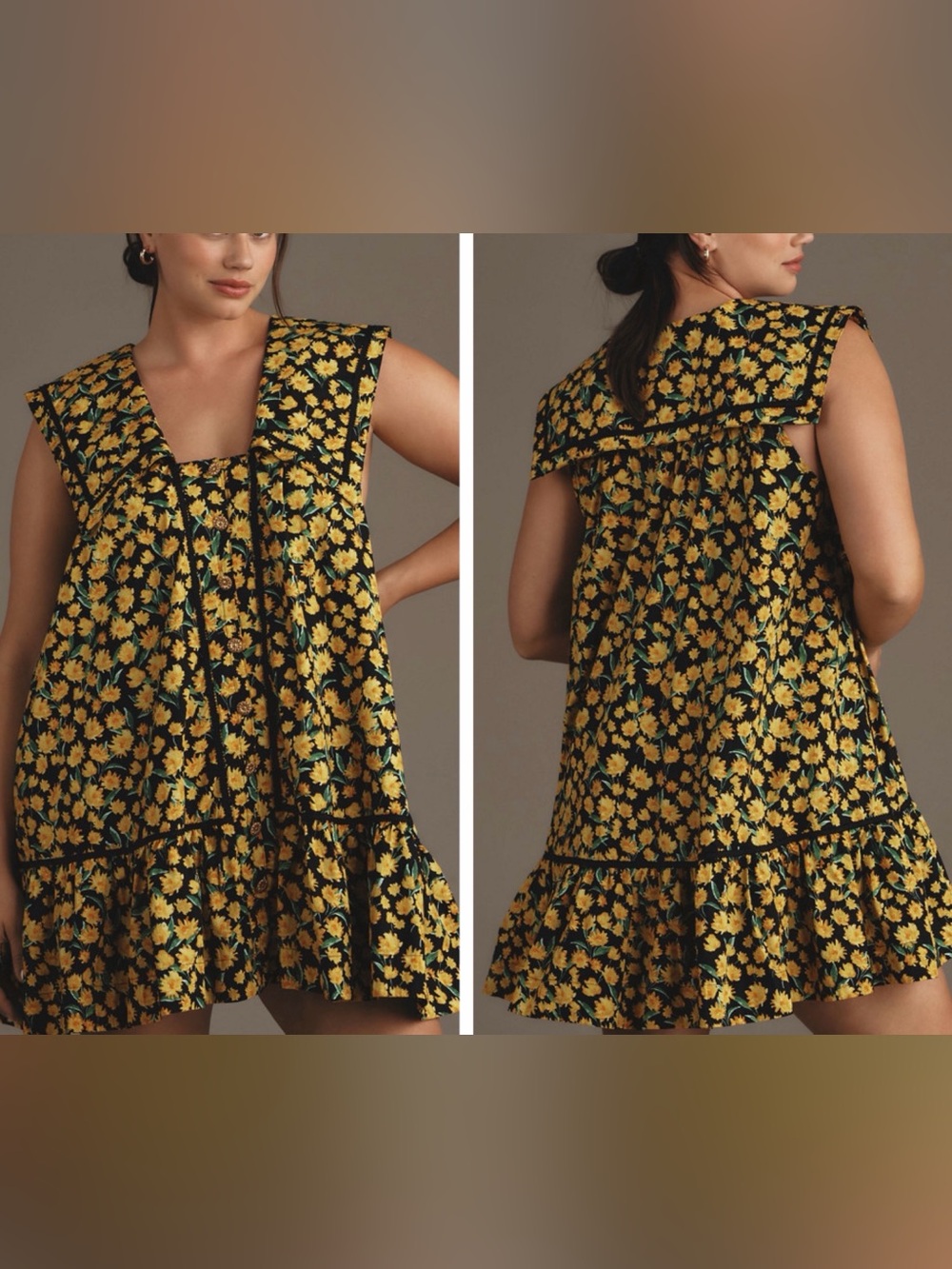 Anthropologie Maeve Collared Floral Poplin Swing Mini Dress, Size 1X